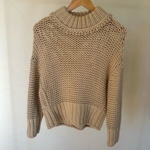 FREE PEOPLE OPEN KNIT MOCKNECK SWEATER